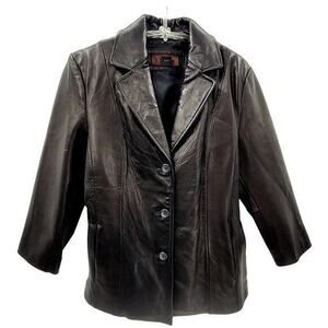 Siena Vintage Black Butter‎ Soft Leather Single Breasted Blazer jacket